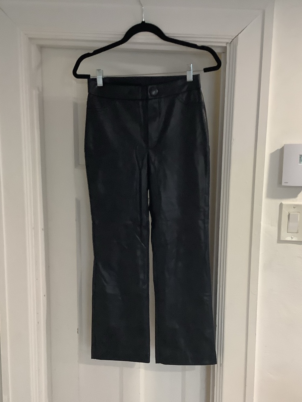 Black Straight-Leg Faux Leather Pants - Women